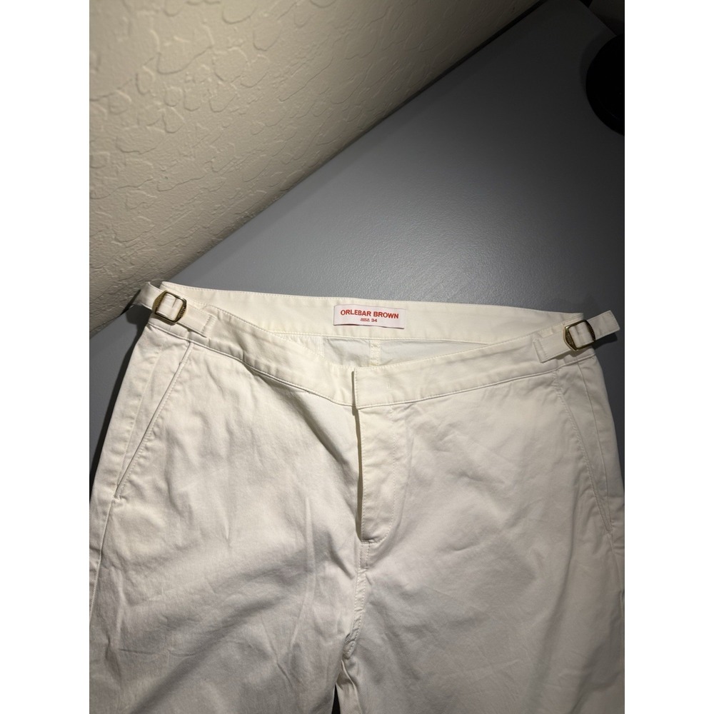 Orlebar Brown Campbell Pants Men's 34 White Ivory Side Adjuster Stretch Cotton